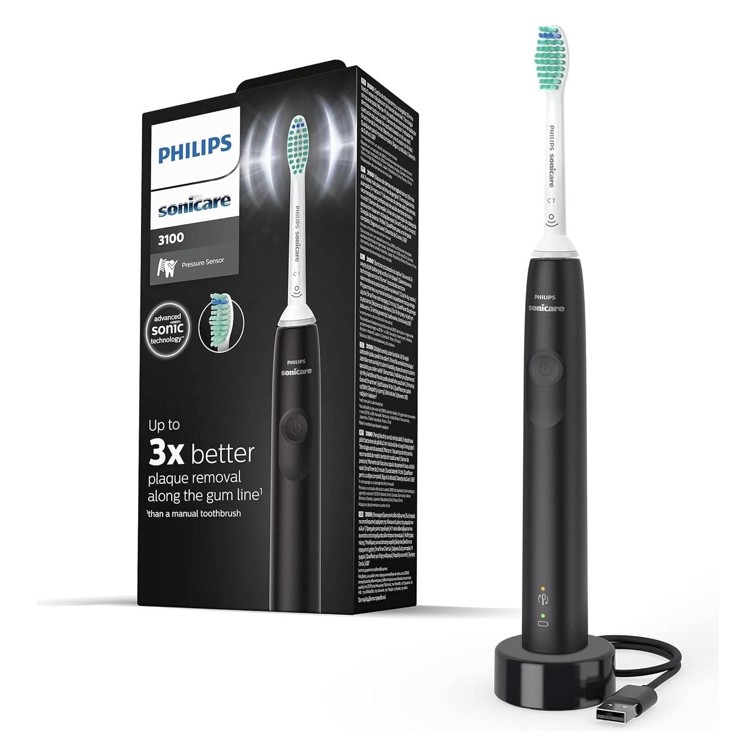 Buy Philips,Philips Sonicare 3100 Electric Toothbrush Black - HX3671/14 - Gadcet UK | UK | London | Scotland | Wales| Near Me | Cheap | Pay In 3 | Toothbrushes
